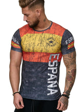 Load image into Gallery viewer, Summer Latest 3D Print Men's Spanish Casual Short Sleeve Slim T-Shirt Summer Tops Round Neck T-Shirt Soccer Spain Flag Fashion
